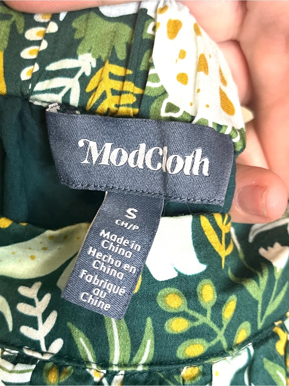 Modcloth Women’s Size S Lightweight Cotton Green Floral Dinosaur A-Line Skirt - Picture 3 of 8